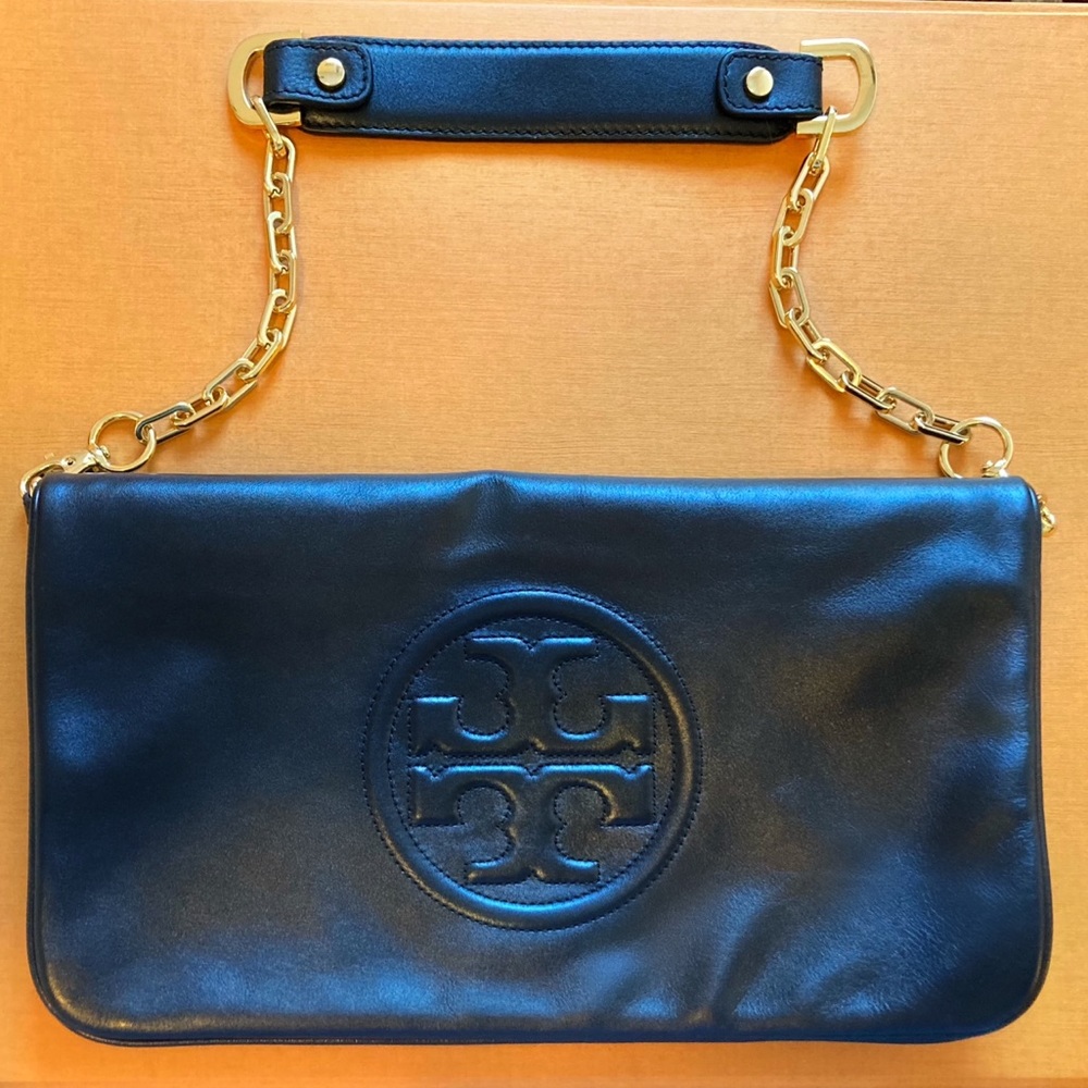 Tory Burch Black Leather Reva Clutch